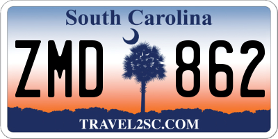 SC license plate ZMD862