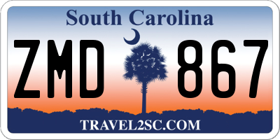 SC license plate ZMD867
