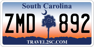 SC license plate ZMD892