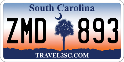 SC license plate ZMD893