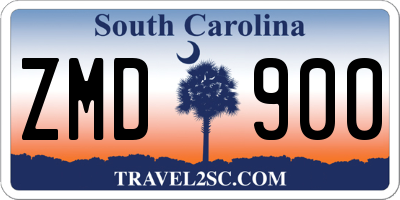 SC license plate ZMD900