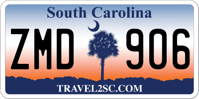 SC license plate ZMD906