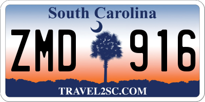 SC license plate ZMD916
