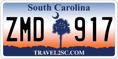 SC license plate ZMD917