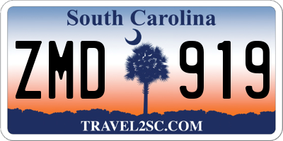 SC license plate ZMD919