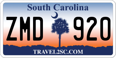 SC license plate ZMD920