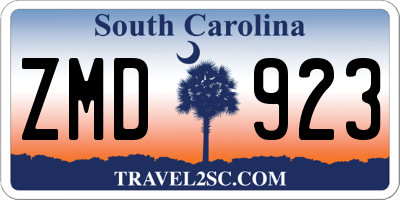 SC license plate ZMD923