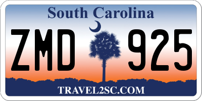 SC license plate ZMD925