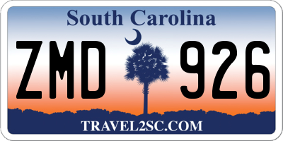 SC license plate ZMD926