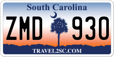 SC license plate ZMD930