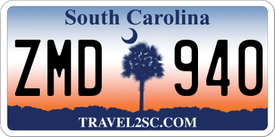 SC license plate ZMD940