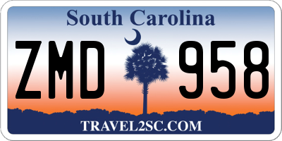 SC license plate ZMD958