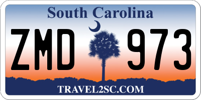 SC license plate ZMD973