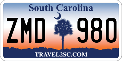 SC license plate ZMD980