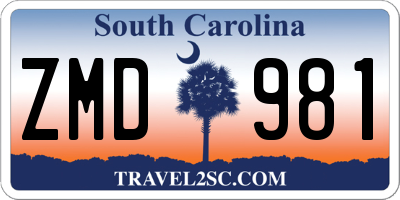 SC license plate ZMD981