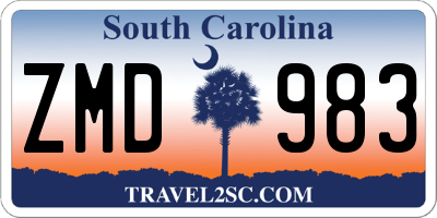 SC license plate ZMD983