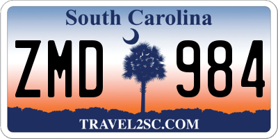 SC license plate ZMD984