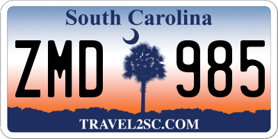 SC license plate ZMD985