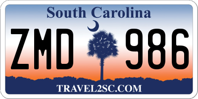 SC license plate ZMD986