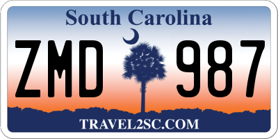 SC license plate ZMD987