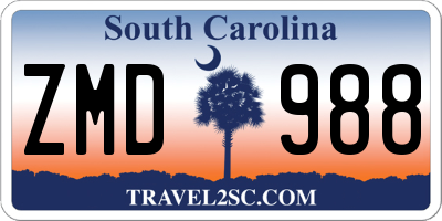 SC license plate ZMD988
