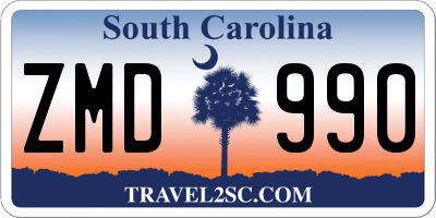 SC license plate ZMD990