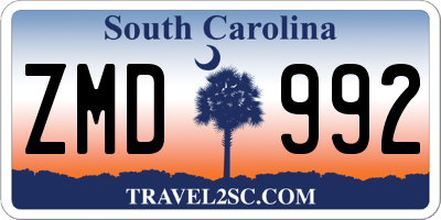 SC license plate ZMD992