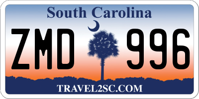 SC license plate ZMD996