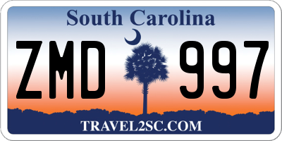 SC license plate ZMD997