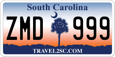 SC license plate ZMD999