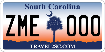 SC license plate ZME000