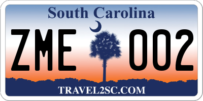 SC license plate ZME002