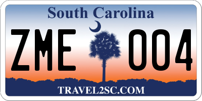 SC license plate ZME004