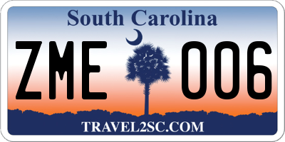 SC license plate ZME006