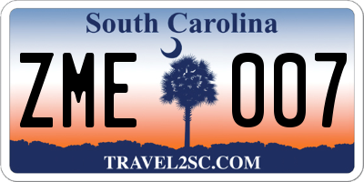 SC license plate ZME007