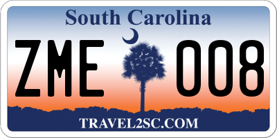 SC license plate ZME008