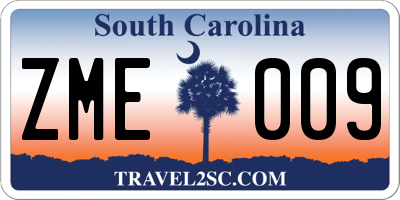 SC license plate ZME009