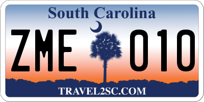 SC license plate ZME010