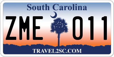 SC license plate ZME011