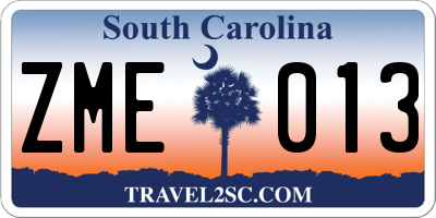 SC license plate ZME013