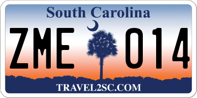 SC license plate ZME014