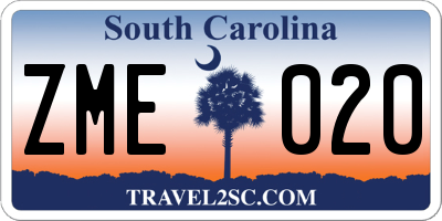 SC license plate ZME020