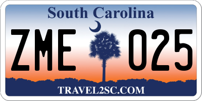 SC license plate ZME025