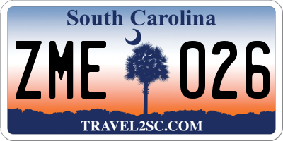 SC license plate ZME026