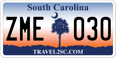 SC license plate ZME030