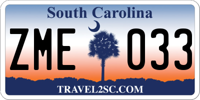 SC license plate ZME033