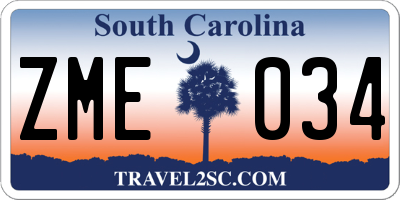 SC license plate ZME034