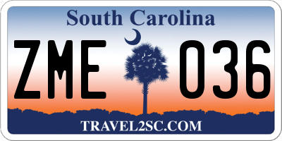 SC license plate ZME036
