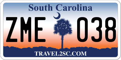 SC license plate ZME038