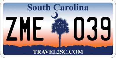 SC license plate ZME039